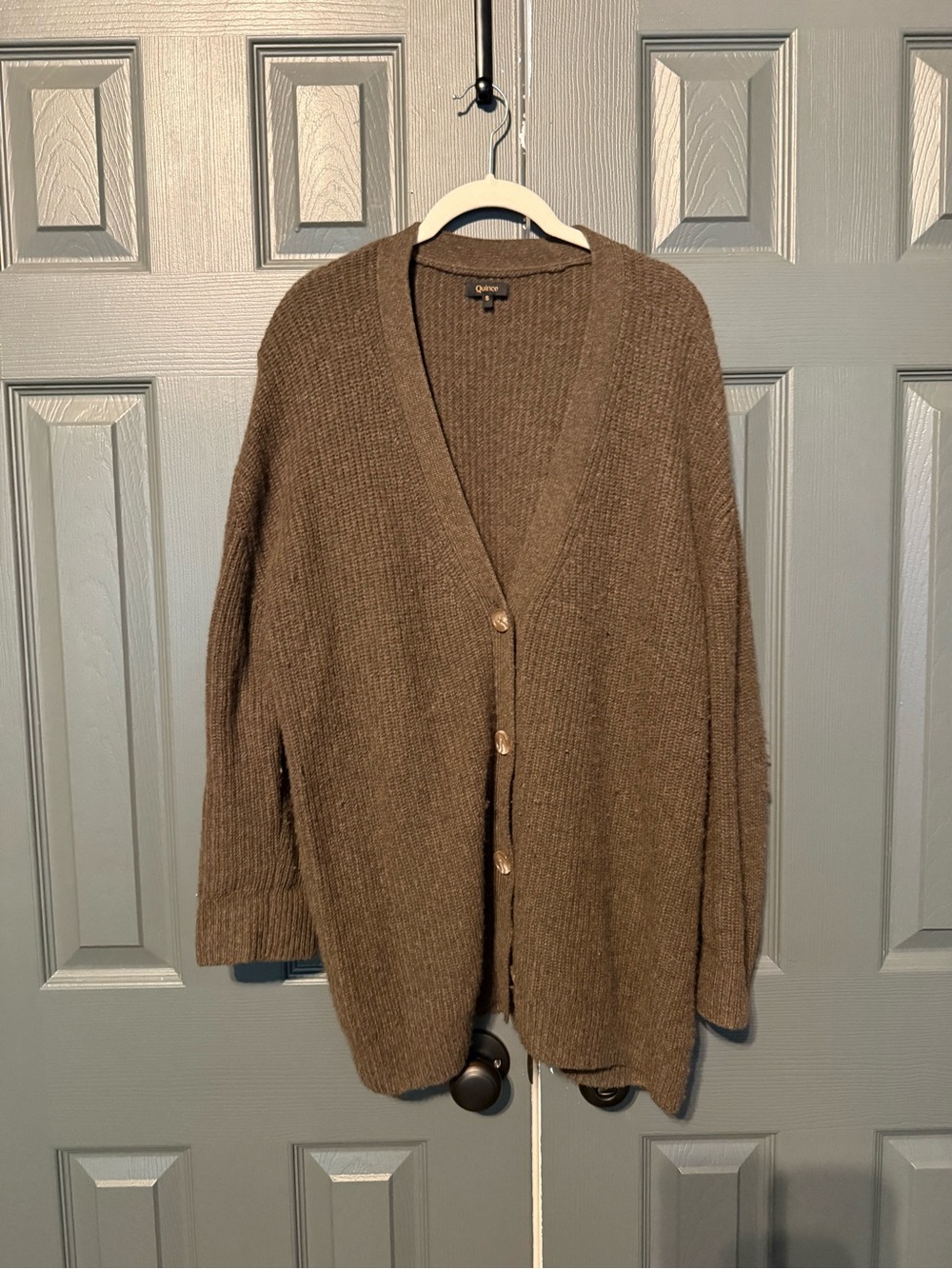 Quince Mongolian Cashmere Cozy Open-Front Women's Sweater Cardigan – Brown